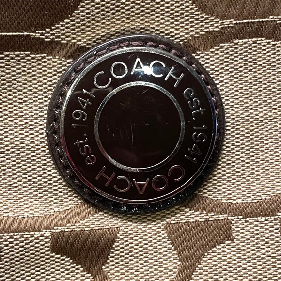 Coach Signature Brown & Tan Crossbody Bag Adjustable Strap logo F19220 coach - Picture 4 of 12